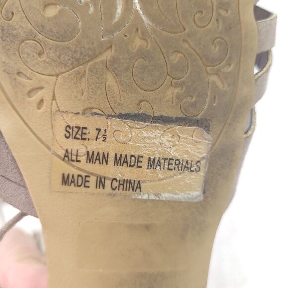 Qupid Sandals Gladiator Lace Up Strappy Flats Peep Toe Shoes Womens Size 7.5 - Picture 5 of 6